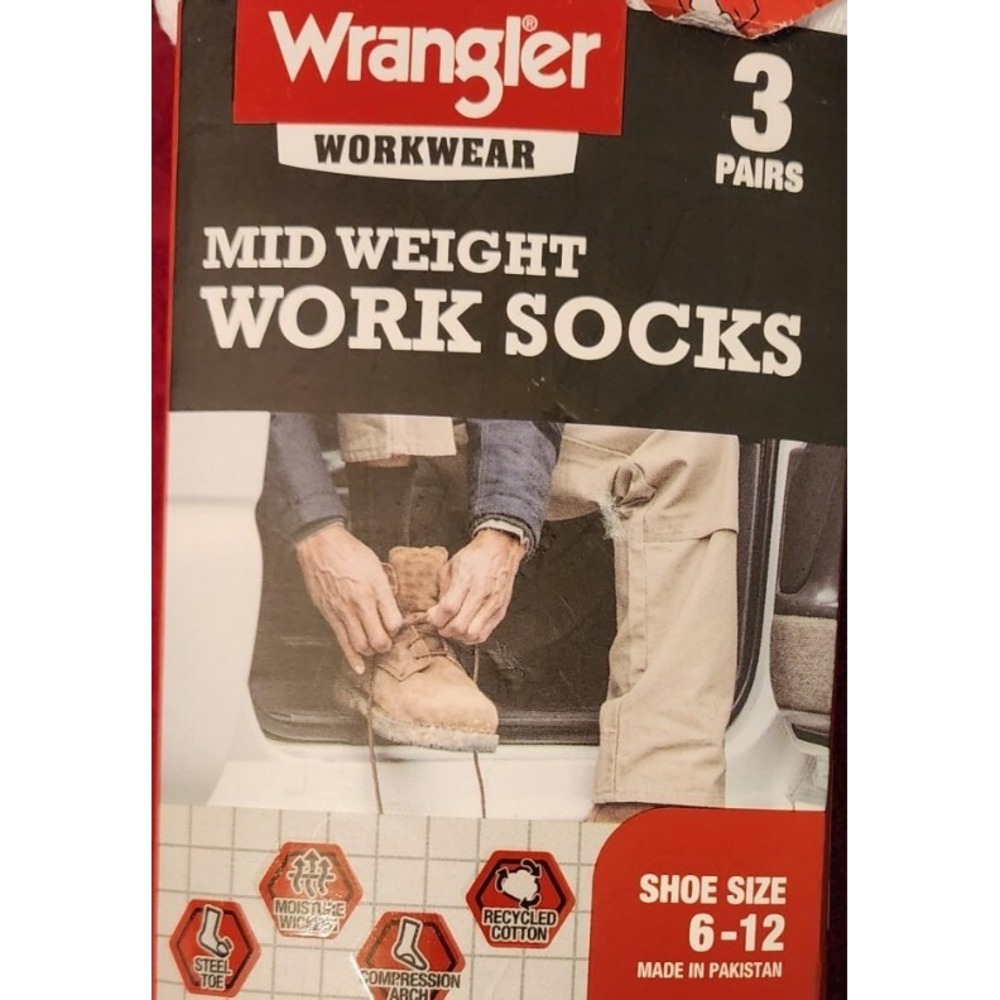 Wrangler Workwear All Season Steel‎ Toe Work Black Socks 3 Pair Lot NEW NWT